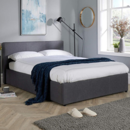 Home Source Upholstered King Size Hopsack Ottoman Bed Frame - thumbnail 1