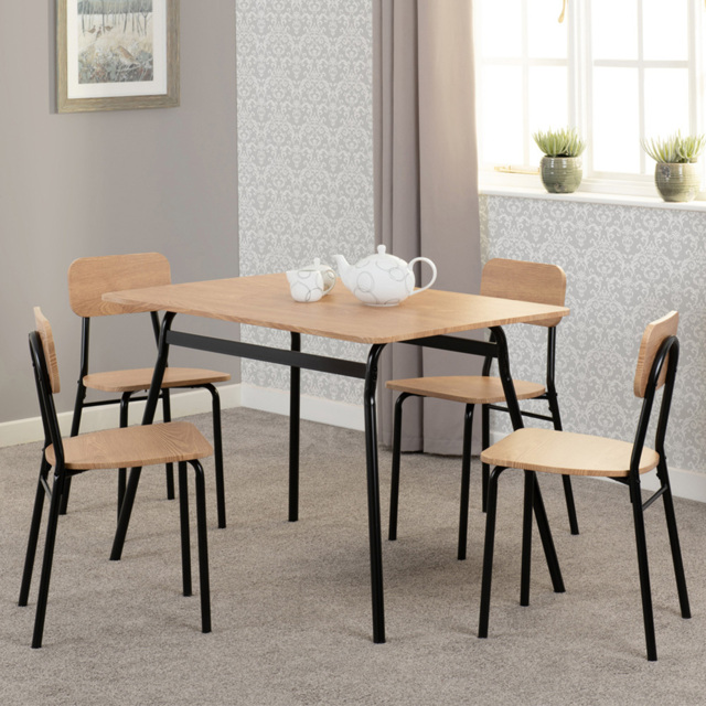 Seconique Warren Russet Oak Effect 4 Seater Dining Table Set Black - image 1