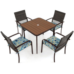 Costway 4 Seater Square Rattan Patio Dining Set - thumbnail 2