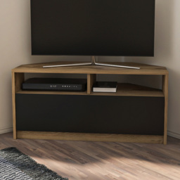 Decorotika Comero Oud Black Single Door 2 Shelf Corner TV Unit