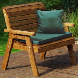 Charles Taylor 2 Seater Traditional Bench with Green Cushions - thumbnail 1