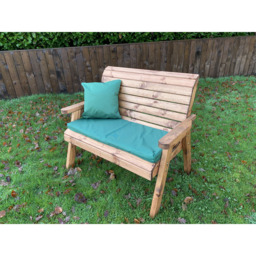 Charles Taylor 2 Seater Traditional Bench with Green Cushions - thumbnail 3