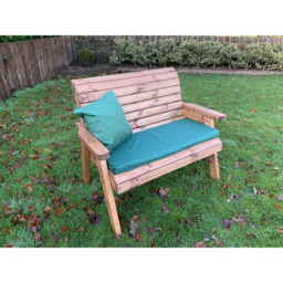 Charles Taylor 2 Seater Traditional Bench with Green Cushions - thumbnail 2