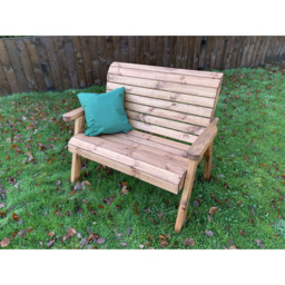 Charles Taylor 2 Seater Traditional Bench with Green Cushions - thumbnail 4