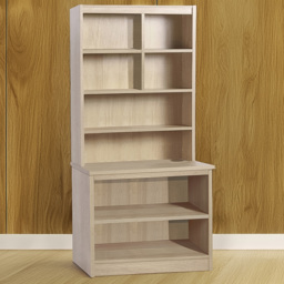 R White Cabinets 6 Tier Brown Desk Height Bookcase with Hutch