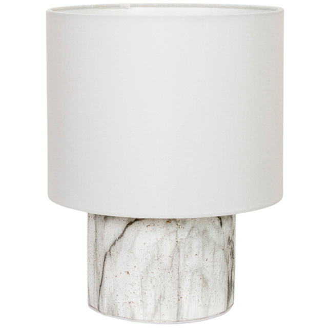 ValueLights Melanie White Linen Lamp Shade White Marble Effect LED Table Lamp - image 1