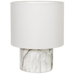 ValueLights Melanie White Linen Lamp Shade White Marble Effect LED Table Lamp