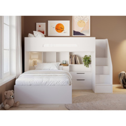 Flair Greyson White Staircase Triple Bunk Bed with Storage - thumbnail 4