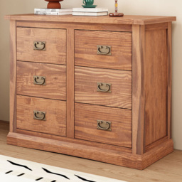 Cabinet Bits Tirolo 6 Drawer Light Brown Chest of Drawers with Brass Drop Handle
