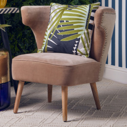 Premier Housewares Cefena Mink Velvet and Natural Linen Chair - thumbnail 1