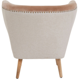 Premier Housewares Cefena Mink Velvet and Natural Linen Chair - thumbnail 4