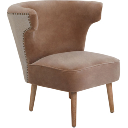 Premier Housewares Cefena Mink Velvet and Natural Linen Chair - thumbnail 2