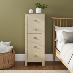 GFW Lancaster Cream 5 Drawer Tall Boy Chest of Drawers - thumbnail 3
