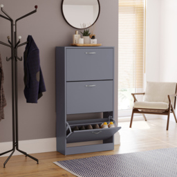 Vida Designs Grey 3-Drawer Shoe Cabinet Rack - thumbnail 3