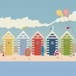 Origin Murals Beach Huts Wall Mural - thumbnail 2