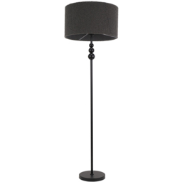 ValueLights Marissa Charcoal Boucle Shade Black Ball LED Floor Lamp