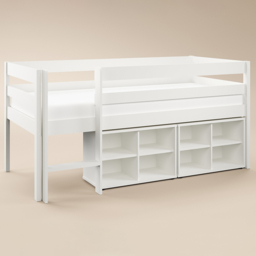 Noomi Shorty White Mid Sleeper Bed with Cube Storage Units - thumbnail 2