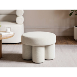 SOLACE+CO Ferro Beige Fabric Round Pouffe Set of 2 - thumbnail 3