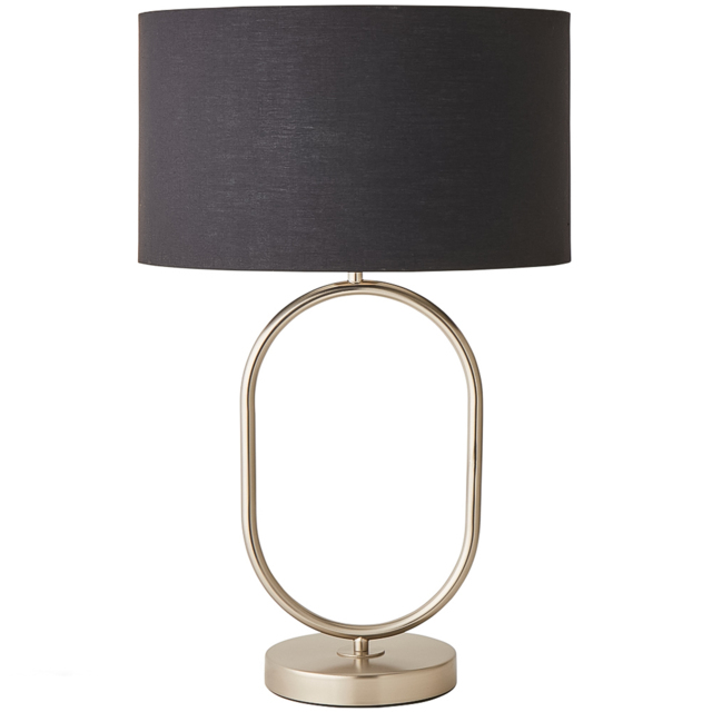 ValueLights Antonia Black Fabric Drum Shade Brushed Chrome Oval LED Table Lamp - image 1