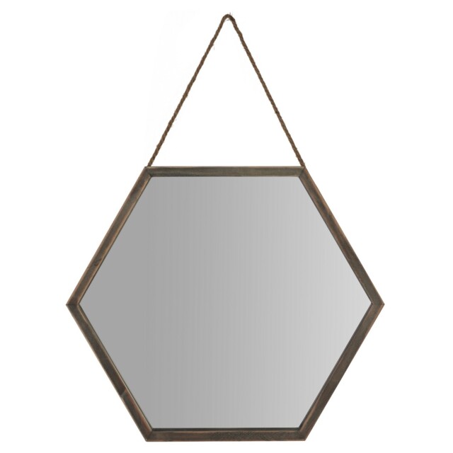 Natural Hexagonal Framed Mirror 44 x 38cm - image 1