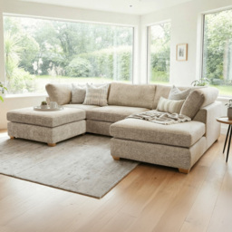 Carina Enzo 5 Seater Stone U-Shape Sofa