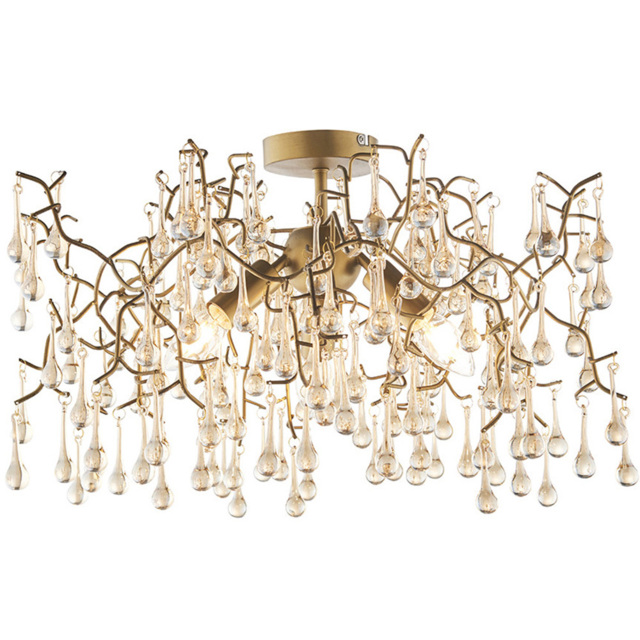 Merano Rimini Lustre Glass Aged Gold 3 Light Semi Flush Ceiling Pendant - image 1