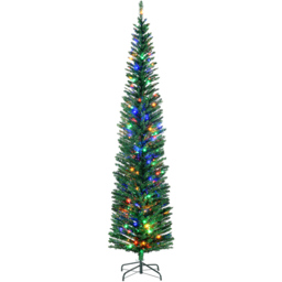 StarBright Colourful LED Pre-Lit Green Pencil Shape Artificial Christmas Tree 7.5ft