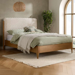 Birlea Hatti White Double Plush Faux Fur Wooden Bed - thumbnail 1