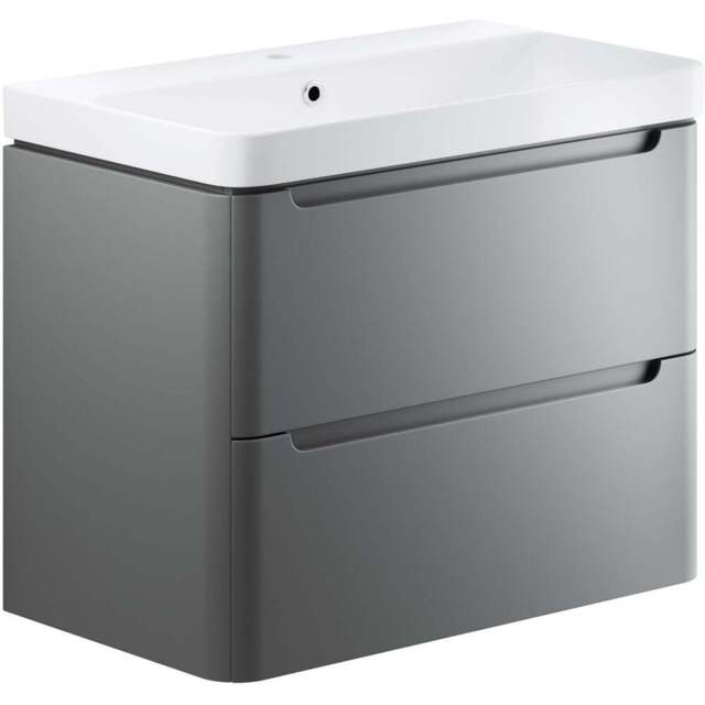 Bathstore Amalfi 2 Door Grey Wall Hung Basin Unit 800mm - image 1