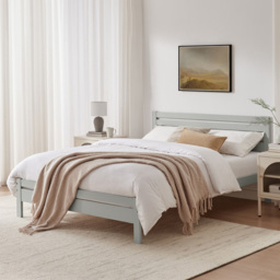 Furniturebox Cadhla King Size Light Grey Solid Pine Bed Frame - thumbnail 1