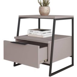FWStyle Pal Mocha Grey Single Drawer Modern Bedside Table - thumbnail 3