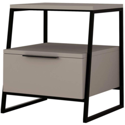 FWStyle Pal Mocha Grey Single Drawer Modern Bedside Table - thumbnail 2
