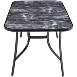 Living and Home Tempered Glass Black Rectangular Marble Effect Coffee Table - thumbnail 3