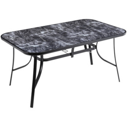 Living and Home Tempered Glass Black Rectangular Marble Effect Coffee Table - thumbnail 2