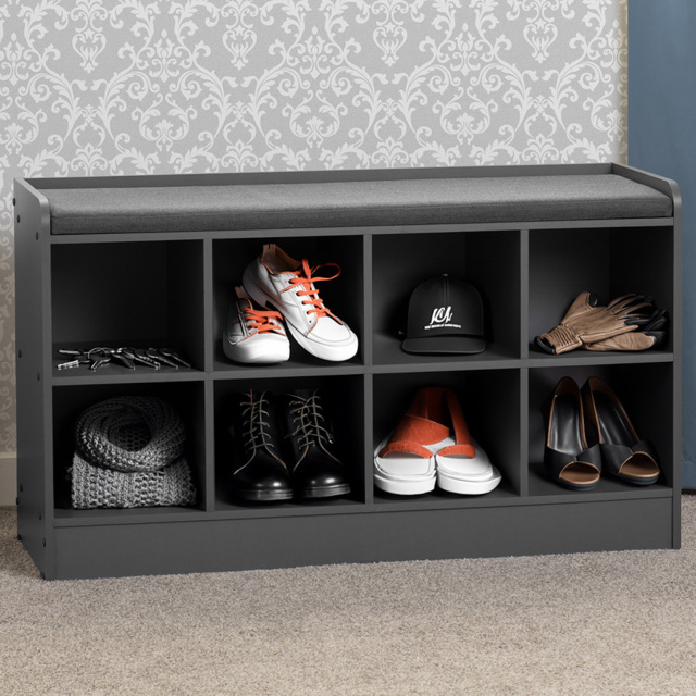 Seconique Portland Grey and Steel Fabric Shoe Bench - image 1