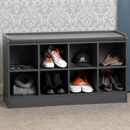 Seconique Portland Grey and Steel Fabric Shoe Bench - thumbnail 1