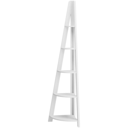 Tiva 5 Shelf White Corner Ladder Bookshelf - thumbnail 2