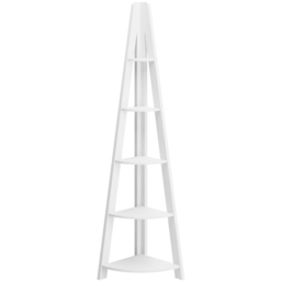 Tiva 5 Shelf White Corner Ladder Bookshelf - thumbnail 3