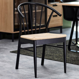 Florence Cassandra Set of 2 Black Dining Chairs with Armrest