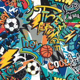 Origin Murals Sports Graffiti Blue Wall Mural - thumbnail 2