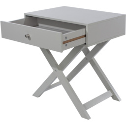 Leighton Single Drawer Light Grey X Legs Bedside Table - thumbnail 4