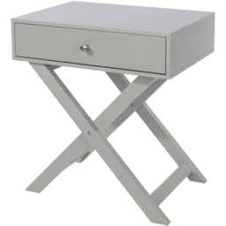 Leighton Single Drawer Light Grey X Legs Bedside Table - thumbnail 2