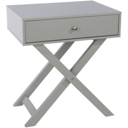 Leighton Single Drawer Light Grey X Legs Bedside Table - thumbnail 3