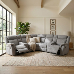 Sherford 5 Seater Grey Fabric Corner Sofa - thumbnail 4
