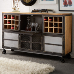 Brooklyn Daisy 4 Door Bar Cabinet with Wine Rack