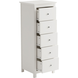Core Products Nairn 5 Drawer White Narrow Chest of Drawers - thumbnail 3
