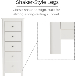 Core Products Nairn 5 Drawer White Narrow Chest of Drawers - thumbnail 4