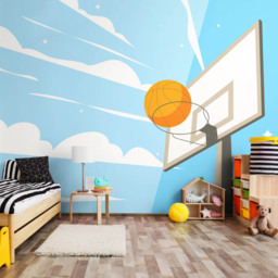 Origin Murals Graphic Basketball Hoop Blue Wall Mural - thumbnail 1