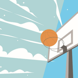 Origin Murals Graphic Basketball Hoop Blue Wall Mural - thumbnail 2