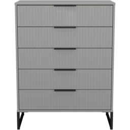 Crowndale Fluted 5 Drawer Dusk Grey Chest of Drawers Ready Assembled - thumbnail 2